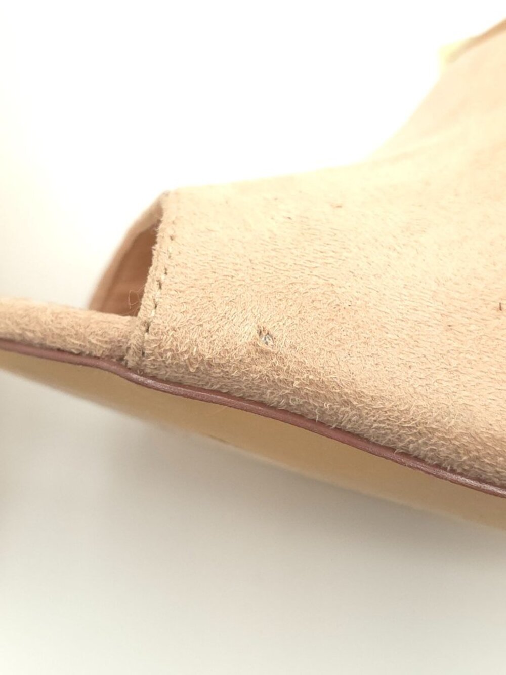 Olivia Ferguson Nude Suede Peep-Toe Studded Strappy Sandals Ankle Strap Women's - Picture 12 of 14